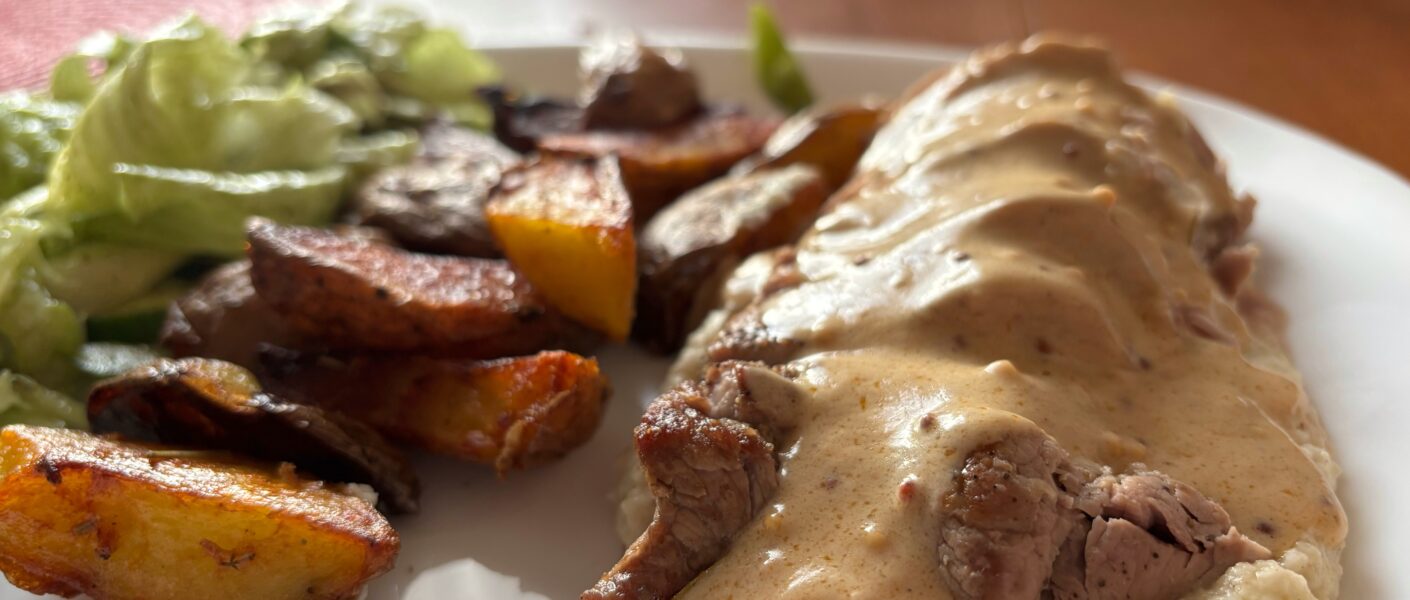 obiad, polędwiczki, sos musztardowy, puree, pornfoof, comfortfood
