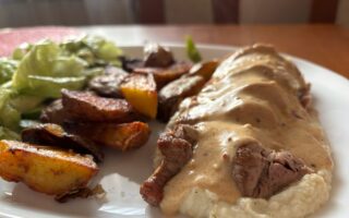 obiad, polędwiczki, sos musztardowy, puree, pornfoof, comfortfood