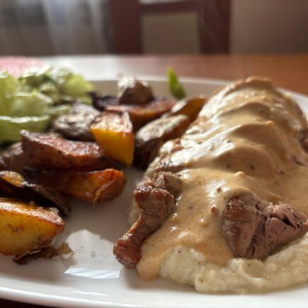 obiad, polędwiczki, sos musztardowy, puree, pornfoof, comfortfood